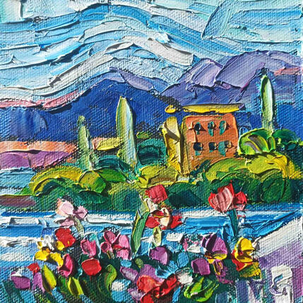 Painting Flowers on the Lake Como  by Georgieva Vanya | Painting Figurative Oil Landscapes