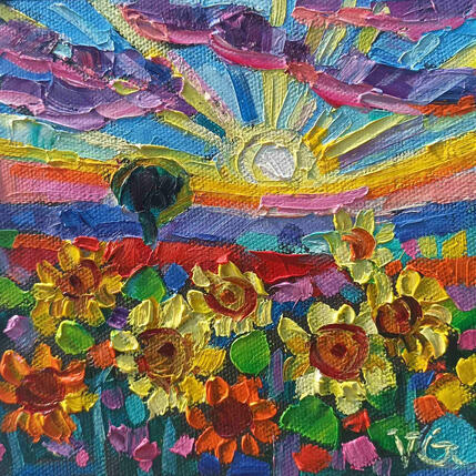 Painting Sunny fields  by Georgieva Vanya | Painting Figurative Oil Landscapes