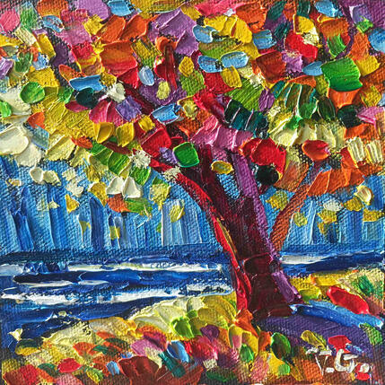 Painting Fall tree by Georgieva Vanya | Painting Figurative Oil Landscapes