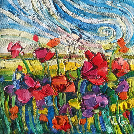 Painting Poppies under the light  by Georgieva Vanya | Painting Figurative Oil Landscapes