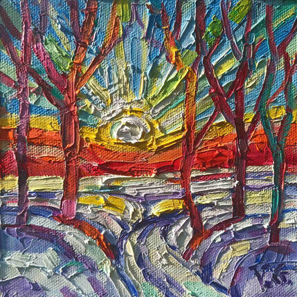 Painting Hot Winter light  by Georgieva Vanya | Painting Figurative Oil Landscapes