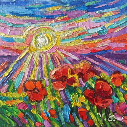 Painting Red glare on the poppies  by Georgieva Vanya | Painting Figurative Oil Landscapes, Pop icons