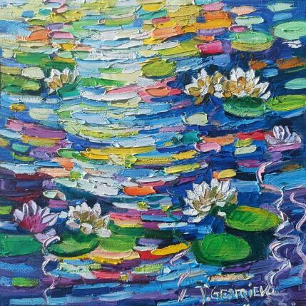 Painting Water lilies in love by Georgieva Vanya | Painting Figurative Oil Landscapes