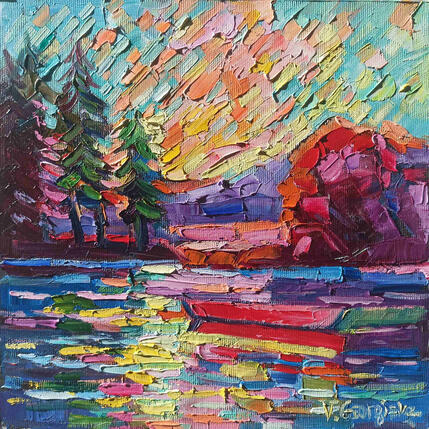 Painting Sunrise Light Breath by Georgieva Vanya | Painting Figurative Oil Landscapes