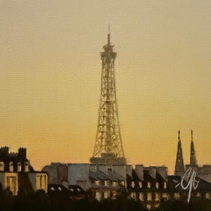 Painting Paris d'or I by Poulain Clément | Painting Figurative Oil Architecture, Landscapes, Urban
