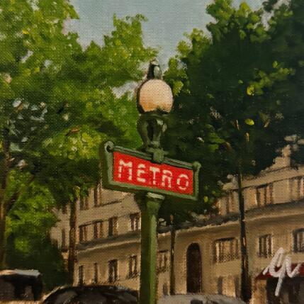 Painting Métropolitain I by Poulain Clément | Painting Figurative Oil Landscapes, Society, Urban