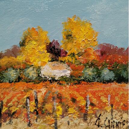 Gemälde L'automne dans les vignes von Sannier Daniel | Gemälde Impressionismus Öl Landschaften