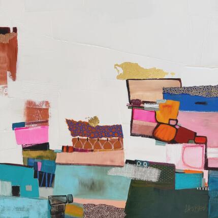 Peinture La source cachée par Lau Blou | Tableau Abstrait Acrylique, Carton, Collage, Feuille d'or, Pastel