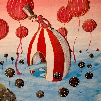 Peinture Lo spettacolo con gli squali sotto la gonna par Nai | Tableau Surréalisme Acrylique, Aquarelle Animaux, Marine, Nature