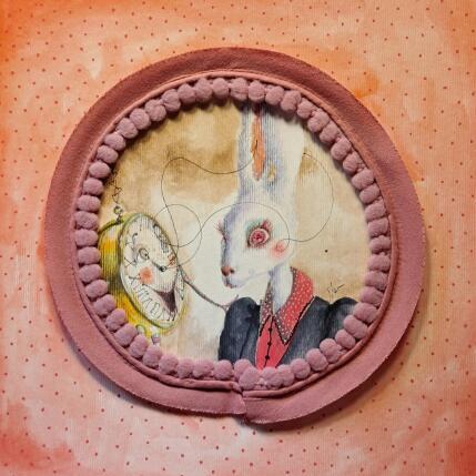 Peinture La Bianco-NAI-glia ascolta il tempo giusto par Nai | Tableau Surréalisme Acrylique, Collage Animaux, Icones Pop, Musique