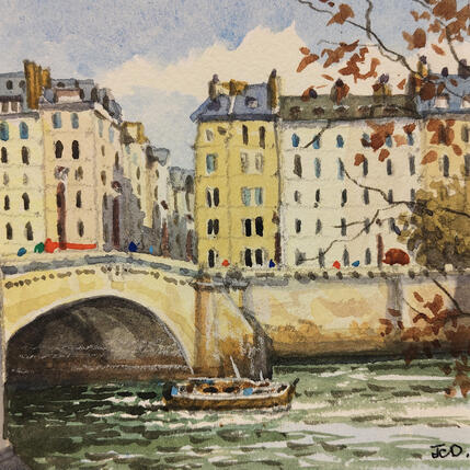 Peinture Paris, l'Ile Saint Louis par Decoudun Jean charles | Tableau Figuratif Aquarelle Urbain
