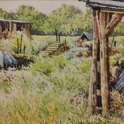 Peinture Détails bucoliques  par Decoudun Jean charles | Tableau Figuratif Aquarelle Urbain