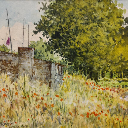 Painting La campagne et ses coquelicots  by Decoudun Jean charles | Painting Figurative Watercolor Pop icons, Urban