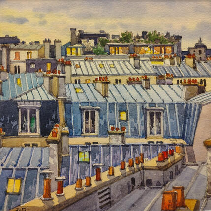 Painting Paris, les chambres de bonnes by Decoudun Jean charles | Painting Figurative Watercolor Pop icons, Urban