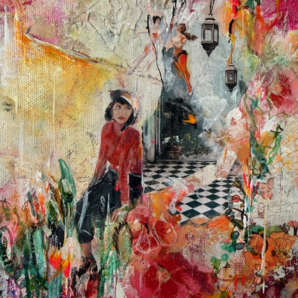 Peinture Avec toi pour toujours par Bergeron Marie-Josée | Tableau Surréalisme Acrylique