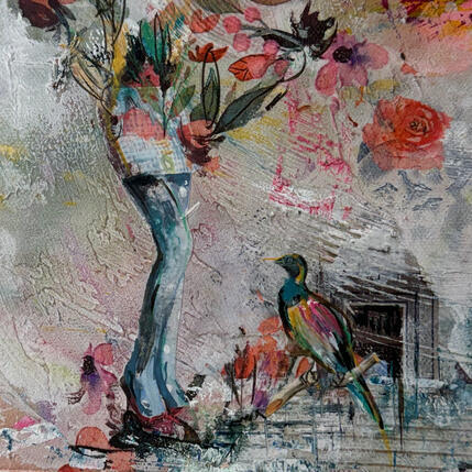 Peinture Pour toi par Bergeron Marie-Josée | Tableau Surréalisme Acrylique, Collage