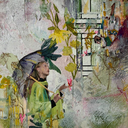 Peinture Rainbow par Bergeron Marie-Josée | Tableau Surréalisme Acrylique, Collage