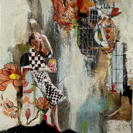Peinture Showtime par Bergeron Marie-Josée | Tableau Surréalisme Acrylique, Collage