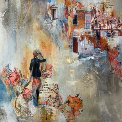 Peinture À perte de vue par Bergeron Marie-Josée | Tableau Surréalisme Acrylique, Collage