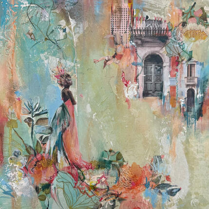 Peinture La valse des retrouvailles par Bergeron Marie-Josée | Tableau Surréalisme Acrylique, Collage