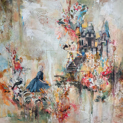 Peinture Danser pour l'amour par Bergeron Marie-Josée | Tableau Surréalisme Acrylique, Collage
