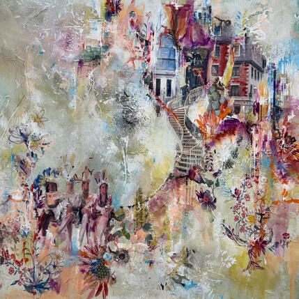 Peinture Porter tous les chapeaux par Bergeron Marie-Josée | Tableau Surréalisme Acrylique, Collage