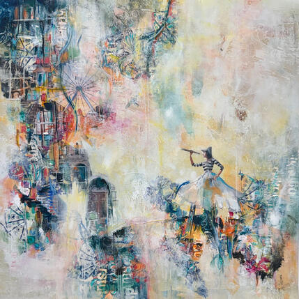 Peinture Te trouver par Bergeron Marie-Josée | Tableau Surréalisme Acrylique, Collage