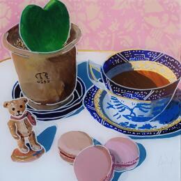 Gemälde Juste une tache de couleur en écho, c'était le style d'Halcyon von Auriol Philippe | Gemälde Figurativ Acryl, Plexiglas, Posca Pop-Ikonen, Stillleben