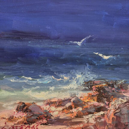 Painting The sound of the waves by Petras Ivica | Painting Figurative Oil Landscapes, Pop icons