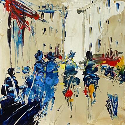 Painting Un instant en ville by Raffin Christian | Painting Figurative Oil Urban