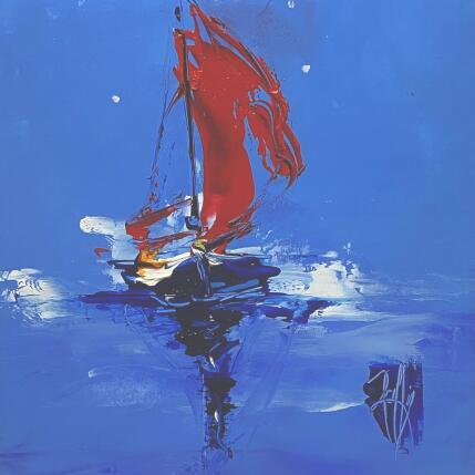 Painting Voile rouge by Raffin Christian | Painting Figurative Oil Marine, Pop icons