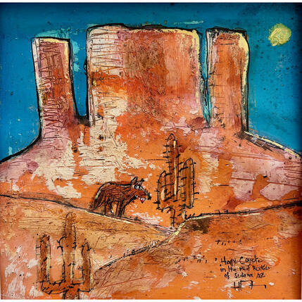 Painting Laughing Coyote by Maury Hervé | Painting