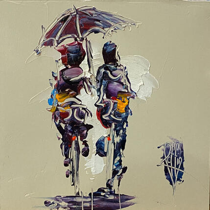 Peinture Nous deux par Raffin Christian | Tableau Figuratif Huile Scènes de vie