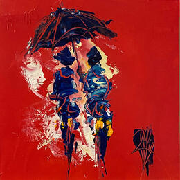 Peinture Sous la pluie par Raffin Christian | Tableau Figuratif Huile Scènes de vie