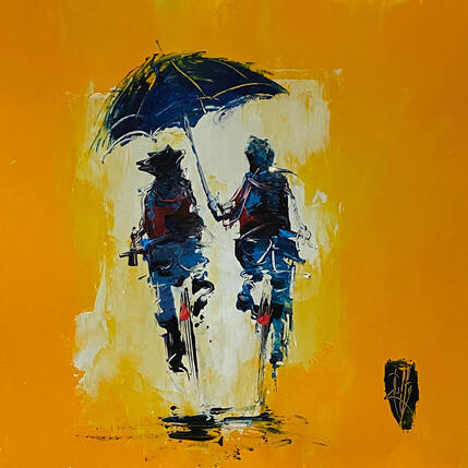 Peinture Petite Pluie d'Amour par Raffin Christian | Tableau Figuratif Huile Scènes de vie