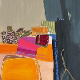 Peinture ST26-0221 par Lau Blou | Tableau Abstrait Acrylique, Carton, Collage, Feuille d'or, Pastel