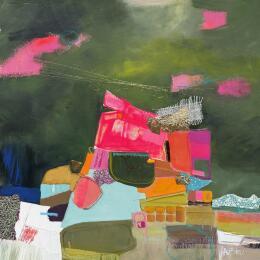 Peinture La traversée de l'or par Lau Blou | Tableau Abstrait Acrylique, Carton, Collage, Feuille d'or, Pastel