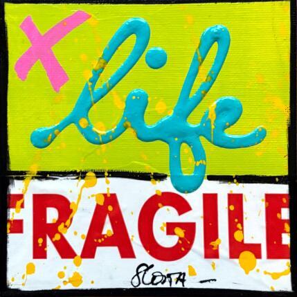 Gemälde Fragile life (vert) von Costa Sophie | Gemälde Pop-Art Acryl, Collage, Upcycling