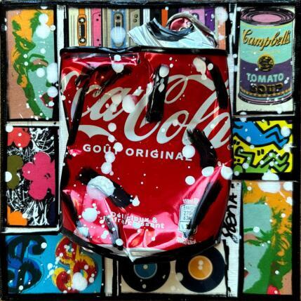 Gemälde POP COKE von Costa Sophie | Gemälde Pop-Art Acryl, Collage, Upcycling Pop-Ikonen