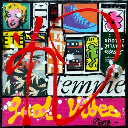 Gemälde Good vibes von Costa Sophie | Gemälde Pop-Art Acryl, Collage, Upcycling
