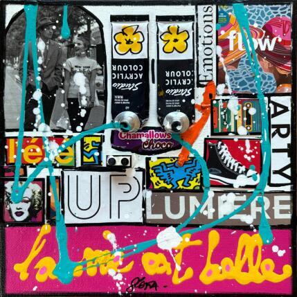 Gemälde La vie est belle ! von Costa Sophie | Gemälde Pop-Art Acryl, Collage, Upcycling Pop-Ikonen