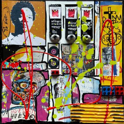 Peinture Basquiat, the king! par Costa Sophie | Tableau Pop-art Acrylique, Collage, Upcycling Icones Pop