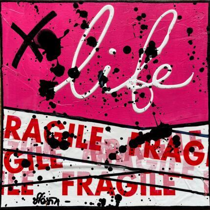 Peinture Fragile life (rose) par Costa Sophie | Tableau Pop-art Acrylique, Collage, Upcycling