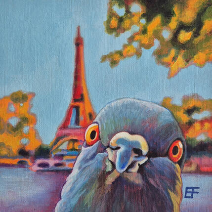 Painting Bouh! by Emma Fischer | Painting Figurative Acrylic Animals, Life style, Urban