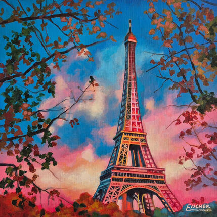 Painting Fer et ciel  by Emma Fischer | Painting Figurative Acrylic Architecture, Landscapes, Urban