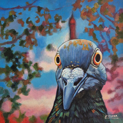 Painting Le vrai visage de Paris by Emma Fischer | Painting Figurative Acrylic Animals, Portrait, Urban