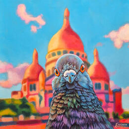 Painting L'incruste épique  by Emma Fischer | Painting Figurative Acrylic Animals, Portrait, Urban
