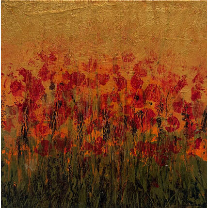 Gemälde Chant de coquelicots von Rocco Sophie | Gemälde Art brut Acryl, Collage, Sand