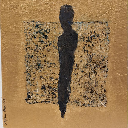 Gemälde Chercheur d'or von Rocco Sophie | Gemälde Art brut Acryl, Collage, Sand