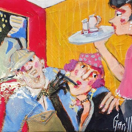 Painting French apéritif by Garilli Nicole | Painting Figurative Acrylic Life style